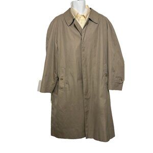 Burberrys XL 52 Beige Khaki Raincoat Nova Check Lining Vintage 1980s